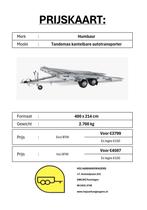 Humbaur kantelbare autotransporter, Auto diversen, Aanhangers en Bagagewagens, Ophalen, Nieuw