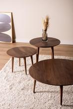 Stijlvolle ronde salontafel van massief eiken & walnoot, Ophalen, 50 tot 100 cm, Nieuw, 50 tot 100 cm