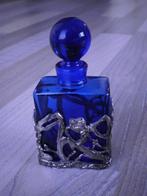Parfum flesje blauw glas met metaal 9,5cmx4,5cm, Ophalen of Verzenden, Nieuw, Parfumfles