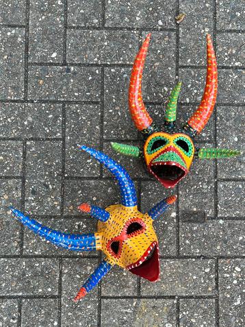 Puerto rico devil demon maskers papier mache set/2 beschikbaar voor biedingen