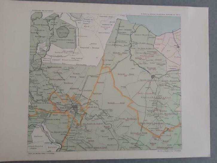 B028 / Plattegrond Het gerecht van Utrecht litho uit 1920, Antiek en Kunst, Kunst | Litho's en Zeefdrukken, Ophalen of Verzenden