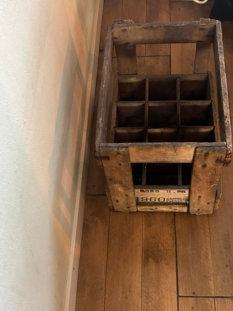 Oude Houten Flessenkrat - 12 Flessen - Origineel, Huis en Inrichting, Woonaccessoires | Kisten, Gebruikt, Minder dan 50 cm, Overige houtsoorten