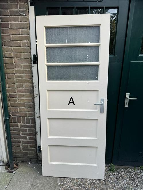 Jaren 30 paneeldeuren / binnendeuren, Doe-het-zelf en Verbouw, Deuren en Horren, Gebruikt, Binnendeur, 200 tot 215 cm, 80 tot 100 cm