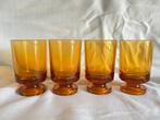 4 vintage amberkleurige borrel-, port- of likeurglaasjes, Ophalen of Verzenden, Zo goed als nieuw, Overige typen