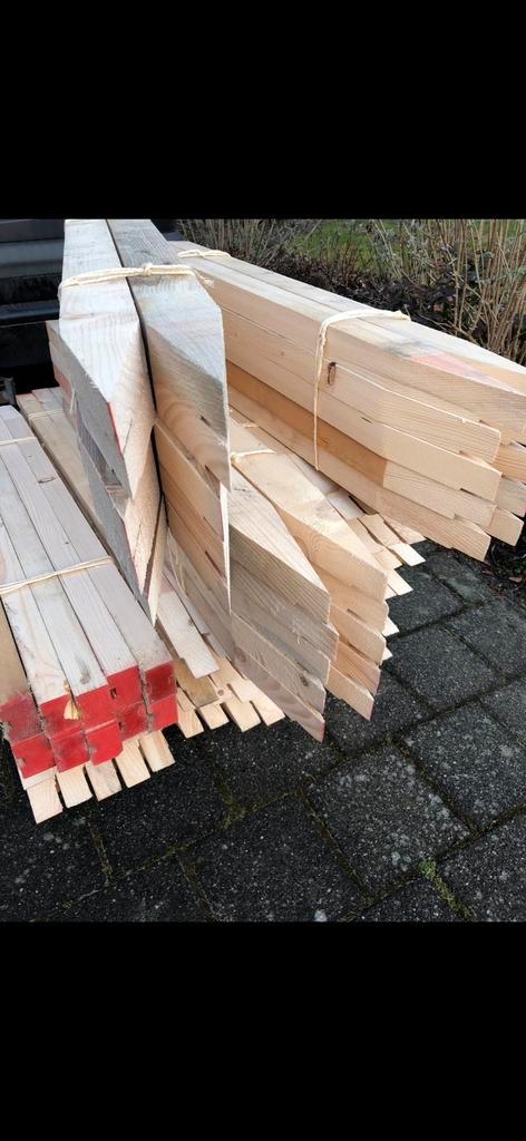 Piketpalen , fundering , tempex , beton , pir , metslprofiel, Doe-het-zelf en Verbouw, Hout en Planken, Zo goed als nieuw, Balk