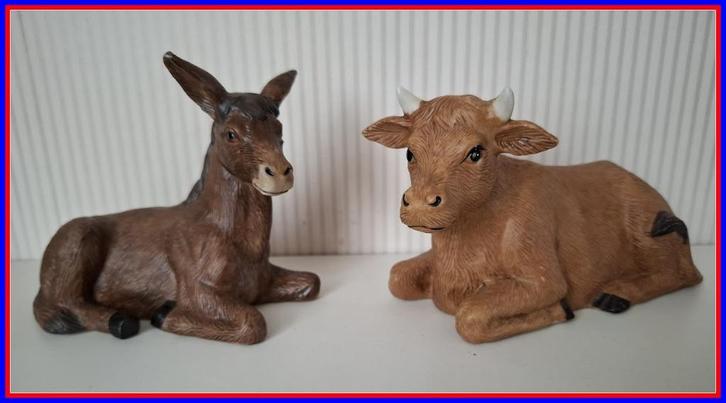 Ornamenten OS & EZEL voor KERSTSTAL (Porselein), Diversen, Kerst, Zo goed als nieuw, Ophalen of Verzenden