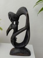 Vintage houten sculptuur kussend paar, Antiek en Kunst, Ophalen of Verzenden