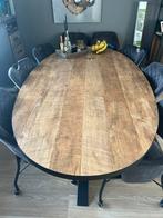 Ovale houten tafel met spinpoot, Huis en Inrichting, Tafels | Eettafels, 200 cm of meer, Ophalen of Verzenden, Zo goed als nieuw