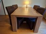 eetkamertafel (eiken) en 4 stoelen, Ophalen of Verzenden, Gebruikt, 4 tot 6 stoelen