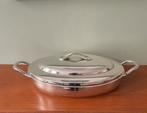 Verzilverde cloche met pyrex schaal, groot model. 1960, Ophalen of Verzenden