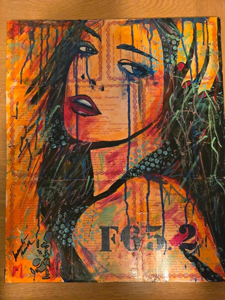 Abstract Portret Schilderij, Antiek en Kunst, Kunst | Schilderijen | Klassiek, Ophalen