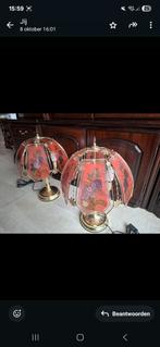 2 Roze/Gouden Lampen met Bloemen - Poeldijk, Ophalen