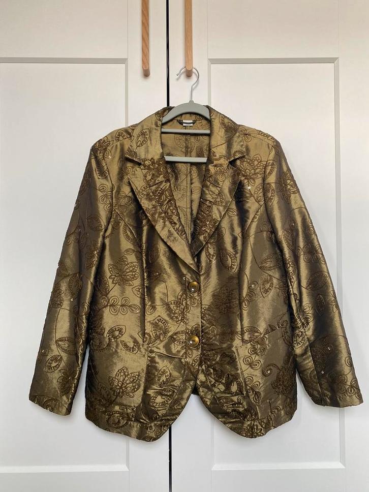 Dunne blazer of jas glitters en bloemen, Kleding | Dames, Jasjes, Kostuums en Pakken, Zo goed als nieuw, Ophalen of Verzenden