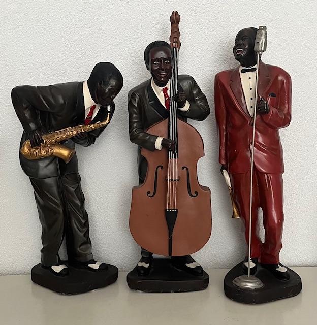 Jazz Muzikanten Beelden Set - ong. 56 cm Hoogte - 3 Stuks, Antiek en Kunst, Kunst | Beelden en Houtsnijwerken, Ophalen of Verzenden