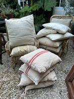 KUSSENS LINNEN GRAANZAK KATOEN VEEL STUKS TERRAS, Ophalen of Verzenden, Nieuw, Beige, Vierkant