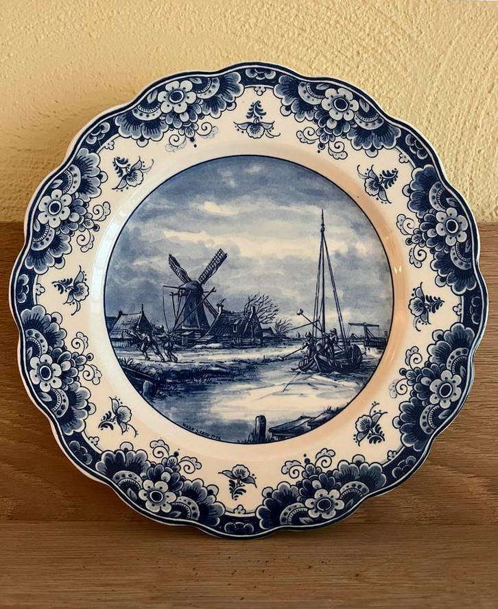 Delfts blauw bord 1994 - handgeschilderd naar J. Cats 1774, Antiek en Kunst, Antiek | Wandborden en Tegels, Ophalen of Verzenden
