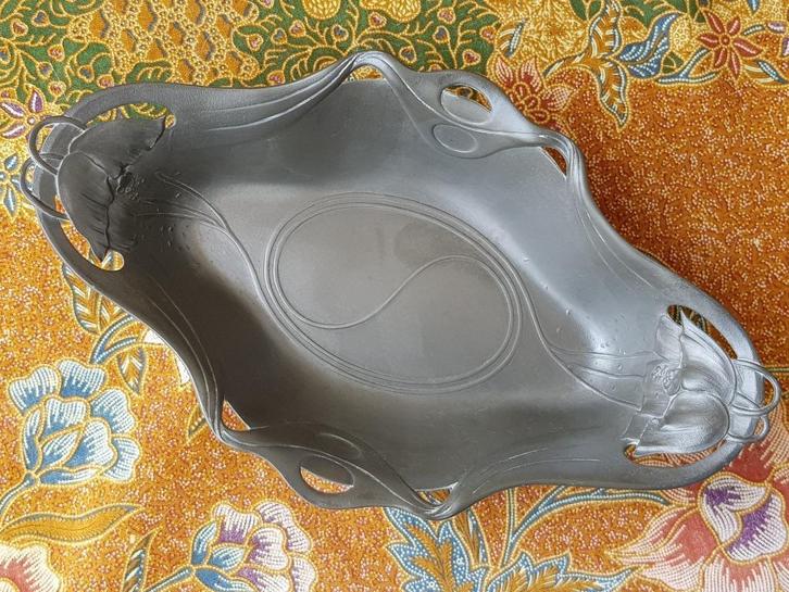 Prachtige Orivit Art Nouveau schaal uit Duitsland 27,5 cm., Antiek en Kunst, Antiek | Tin, Ophalen of Verzenden