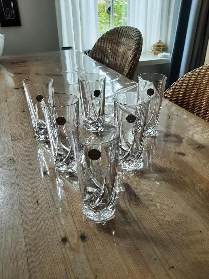 WEDGWOOD TOSCANE - 6 LONGDRINK GLAZEN - KRISTAL, Huis en Inrichting, Keuken | Servies, Zo goed als nieuw, Glas of Glazen, Wedgwood