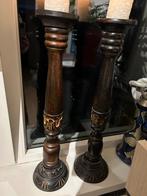 2 stuks Kandelaren van hout, Ophalen, Keramiek of Aardewerk
