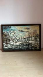 Schilderij 1988 maas Stein rivier Geulle winter, Antiek en Kunst, Verzenden