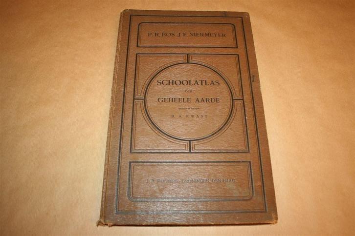 Schoolatlas der geheele aarde - Bos - 1925 !!, Boeken, Atlassen en Landkaarten, Gelezen, Landkaart, Wereld, 1800 tot 2000, Ophalen of Verzenden