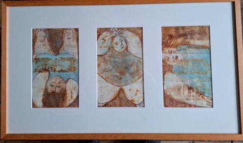 Drieluik.  VOLUPTUOUS Ladies. Karin Templin-Glees? 79/64 cm., Antiek en Kunst, Kunst | Schilderijen | Modern, Ophalen