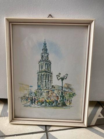 Aquarel van Ronald Fryling Martinitoren Groningen beschikbaar voor biedingen
