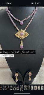 Marokkaanse ketting paars en oorbellen, Sieraden, Tassen en Uiterlijk, Kettingen, Ophalen of Verzenden, Zo goed als nieuw, Paars