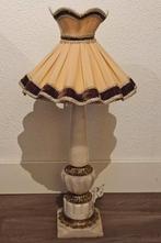 Vintage Tafellamp - Albast & Messing Voet - Geplooide Kap, Antiek en Kunst, Antiek | Lampen, Ophalen