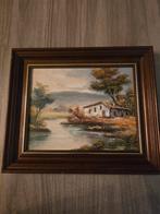 Huis in landschap schilderijtje, Antiek en Kunst, Kunst | Schilderijen | Klassiek, Ophalen of Verzenden