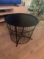 IKEA Gualöv Bijzettafel Opbergtafel Salontafel zwart metaal, Metaal of Aluminium, Rond, 55 tot 75 cm, Zo goed als nieuw