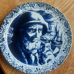 Vintage Blauw  Bord - Visser met Pijp, Ophalen of Verzenden