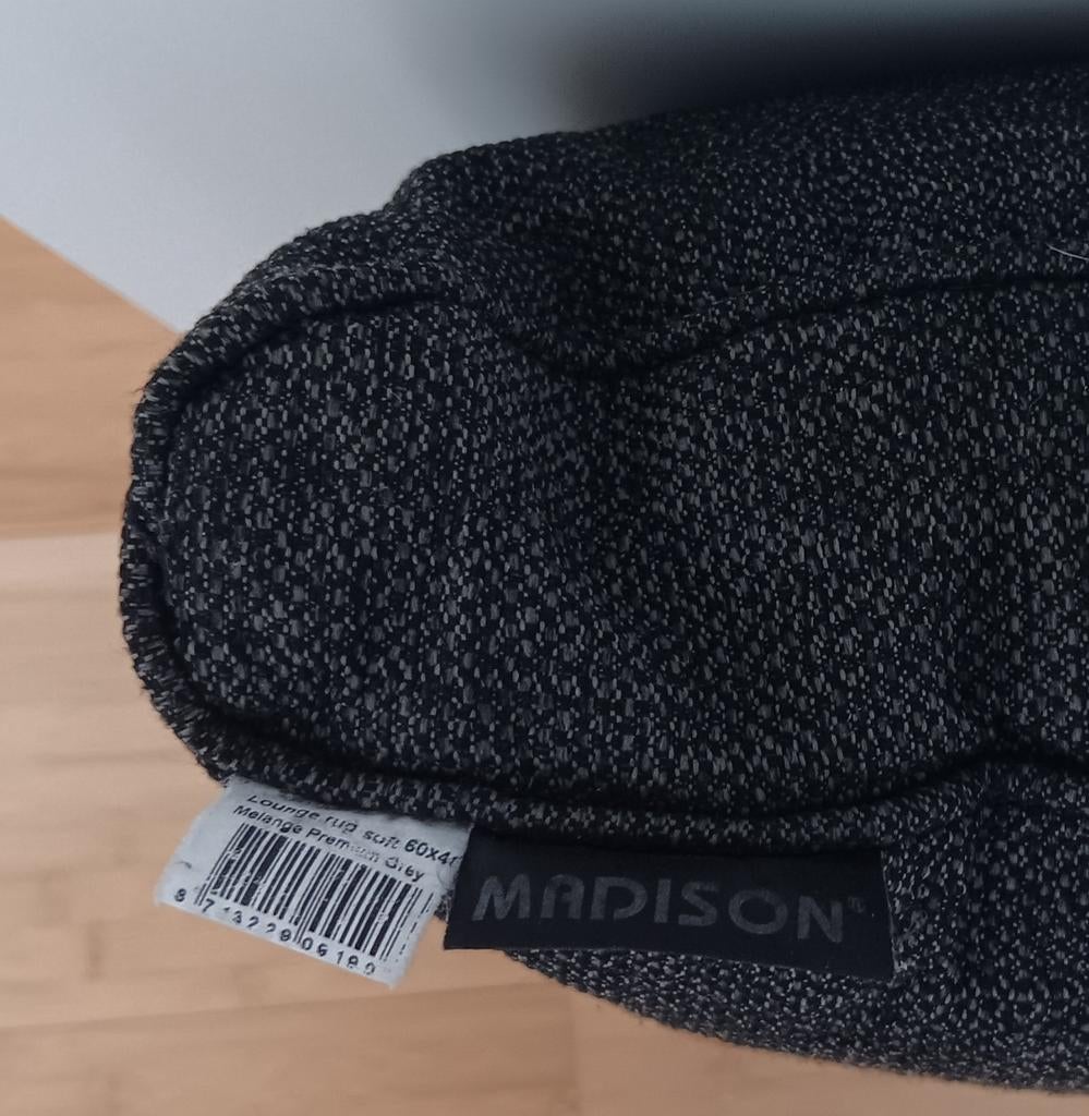 2 Madison lounge rugkussens antracietgrijs - goede staat, Ophalen of Verzenden, Gebruikt, Grijs, Rechthoekig