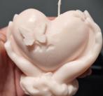 Handgemaakte Soja Wax Kaars - Hart met Vlinders, Overige materialen, Nieuw, Crème, Ophalen of Verzenden