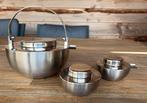 Rvs design theepot met bijbehorende roomstelletje, Ophalen of Verzenden