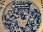 delfts blauw bord Regina - 436 - in de herberg - Jan Steen, Ophalen of Verzenden