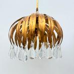 Hollywood Regency Kroonluchter Goud Kristal, Huis en Inrichting, Lampen | Kroonluchters, Gebruikt, Lamp, Lamp, Ophalen of Verzenden