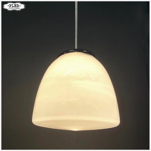 Oude Art deco opaline plafondlampen met ophangstang, Huis en Inrichting, Lampen | Plafondlampen, Gebruikt, Glas, Overige materialen