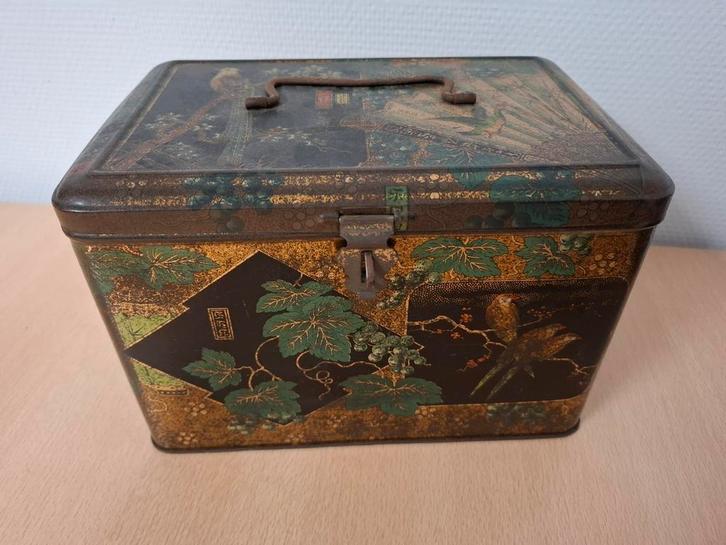 Oud blik met oa vogels , druivenblad trossen Glim, Verzamelen, Blikken, Gebruikt, Overige, Overige merken, Ophalen of Verzenden