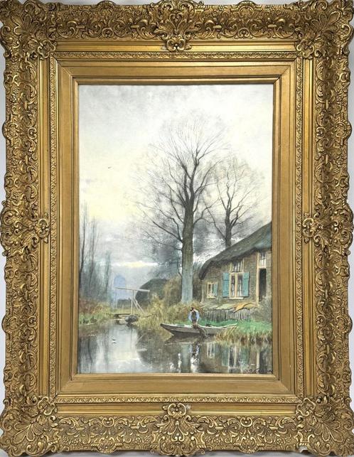 Aquarel, P.P. Schiedges, Antiek en Kunst, Kunst | Schilderijen | Klassiek, Ophalen of Verzenden
