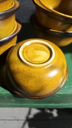 6 vintage aardewerk soepkommen, groene schaaltjes, Vintage, Ophalen of Verzenden, Zo goed als nieuw, Kom(men)