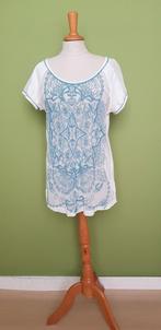 Didi shirt top crème zeegroen borduursel korte mouw maat S, Beige, Didi, Ophalen of Verzenden, Zo goed als nieuw