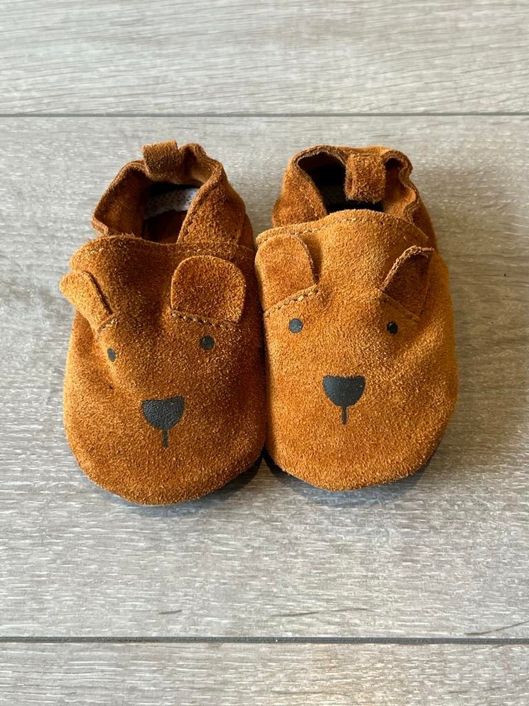 Leren babyslofjes beertje maat 19 - Nieuw!, Ophalen of Verzenden, Zo goed als nieuw, Jongetje of Meisje, Slofjes