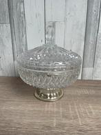 Bonbonniere koekjes schaal groot vintage gewerkt glas, Ophalen of Verzenden