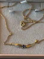 18K Gouden Ketting met Saffier, Blauw, Ophalen of Verzenden, Zo goed als nieuw, Met edelsteen