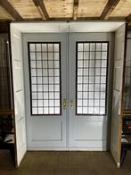 Set oude ensuite schuifdeuren glas in lood met ombouw, Doe-het-zelf en Verbouw, Deuren en Horren, Binnendeur, Ophalen of Verzenden