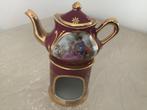 Rode Limoges Porseleinen theepotje op houder, 11 x Cm, Antiek en Kunst, Ophalen of Verzenden