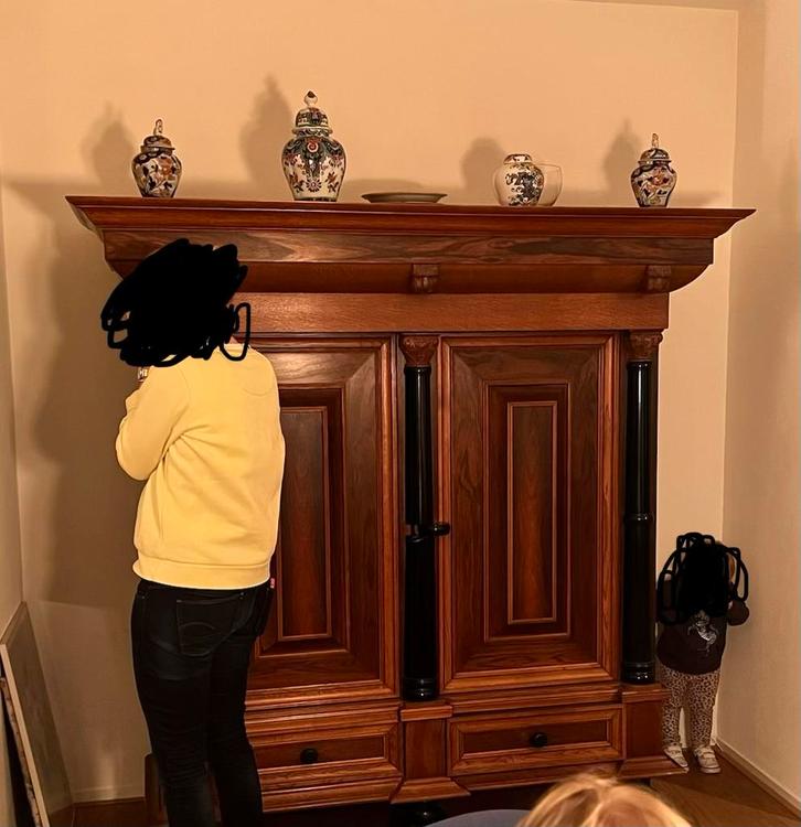 Mooie Eikenhouten Rankenkast/Kussenkast, Huis en Inrichting, Kasten | Dressoirs, Gebruikt, 150 tot 200 cm, 50 tot 75 cm, Met lade(s)