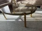 Set van 2 tafels ovaal en rechthoekig messing en rookglas, Huis en Inrichting, Tafels | Salontafels, Ophalen