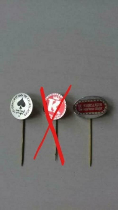 2x De Keurslager Blikken Speldjes Speldje Blik, Verzamelen, Speldjes, Pins en Buttons, Zo goed als nieuw, Speldje of Pin, Overige onderwerpen